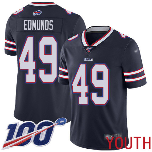 Youth Buffalo Bills #49 Tremaine Edmunds Limited Navy Blue Inverted Legend 100th Season NFL Jersey